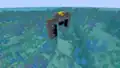 A ruined portal that is sticking out of a warm ocean.
