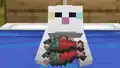 Minecraft cat holding up fish