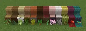 All log types crafting into the planks below it and the corresponding saplings.