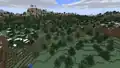 A wooded mountains single biome world before 1.18.