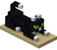 A cat statue, as it appears in a room on a woodland mansion