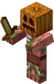 A zombie pigman wearing a pumpkin.