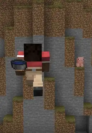 Zuri falling off a cliff with a water bucket.