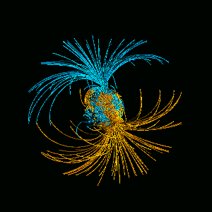 3D simulation of the Earth's magnetism.