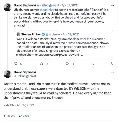 David Sepkoski responds to Pinker's criticism of his work