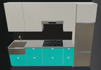 Notice the landing space left to the fridge