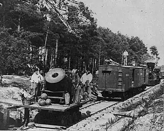 Artillery transported by rail during the war.