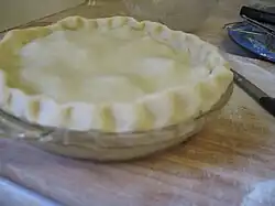 Edge of crust decoratively crimped