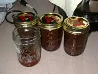 Caramel stored in jars