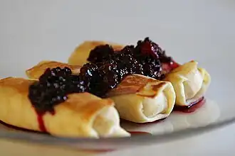 Blintzes with blackberries