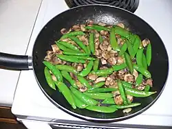 5. Mushrooms and peas are finished frying!