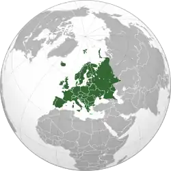 Globe with Europe highlighted.