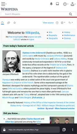 Firefox app showing Wikipedia.