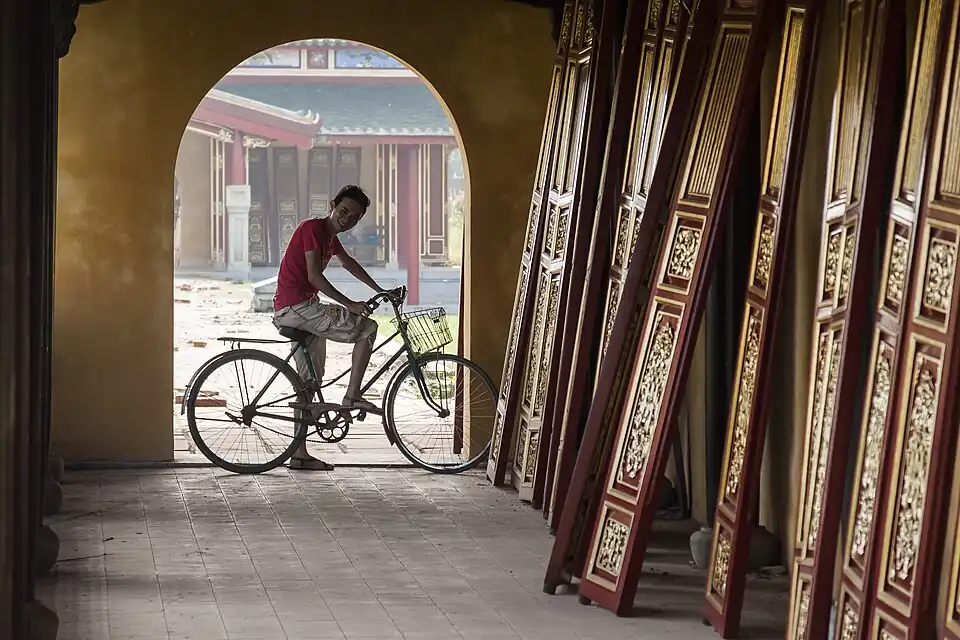 Wooden doors in the Imperial palace in Hue, Vietnam