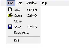 Drop down menu with indication of keyboard shortcuts
