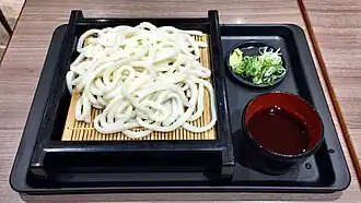 Udon noodles served with sauce for dipping