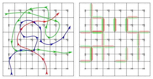 Multi path example on the left, and edge based function on the right.