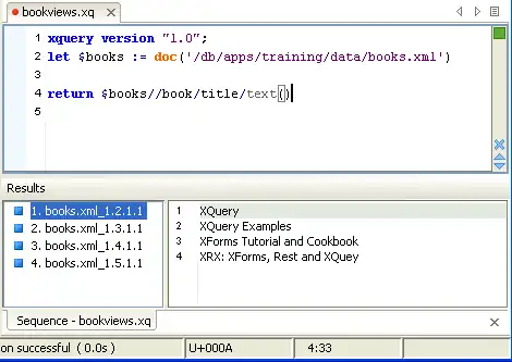 screen image of XQuery execution in oXygen IDE