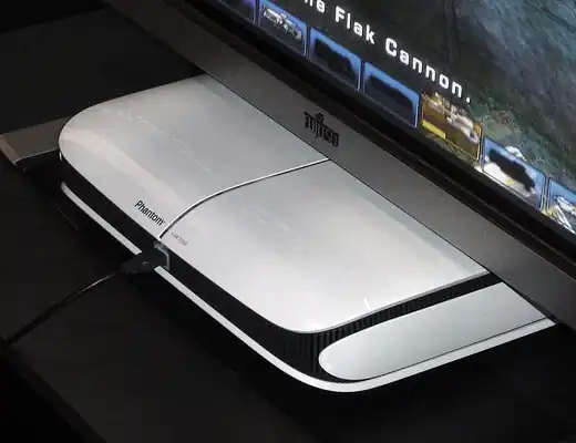 A rare photo of a prototype Phantom console at E3 2004.