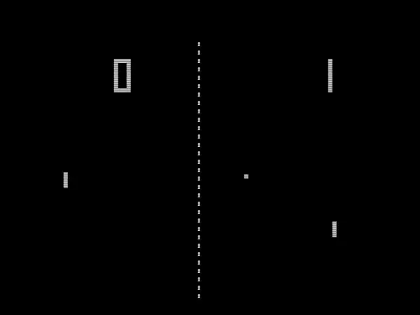 Screenshot of PONG from the Atari Arcade Hits #1 software title released in 1972 by Hasbro Interactive.