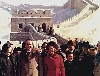 President Nixon visiting the Great Wall of China.