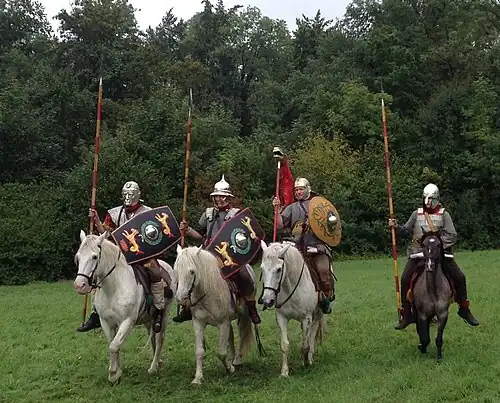 Actors dressed as Roman Calvary.