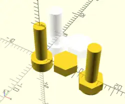 Screenshot of M3 capscrew, nut, bole, and clearance holes