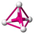 to see the tetrahedron, connect the surrounding atoms with lines