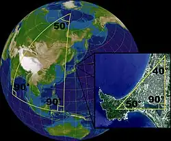 On the surface of a sphere, Euclidian geometry only applies as a local approximation. For larger scales the sum of the angles of a triangle is not equal to 180°.