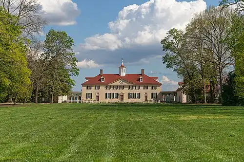 The Mount Vernon Plantation, built in 1758. As Washington rebelled against the British, he kept his own slaves who were also dissatisfied with their lack of freedom.[4]
