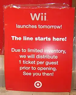 Sign for the Wii launch at a Target.