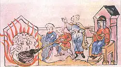 A banya depicted in the 15th-century Radziwiłł Chronicle.