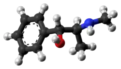 Ball-and-stick model of the (1R,2S)-ephedrine molecule