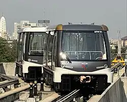 Alstom Innovia APM 300 turns around outside of Khlong San station.