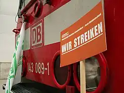 Image 20Strike sign used by the German Train Drivers' Union in the German national rail strike of 2007.