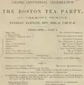 Detail of programme for Boston Tea Party centennial at Tremont Temple, benefit for Boston YWCA, 1873