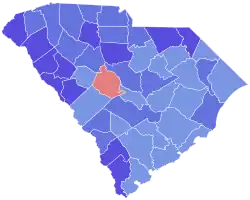 Blue counties were won by Riley and red counties were won by Young