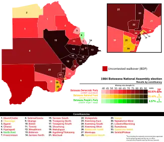 1984 Botswana general election results by constituency