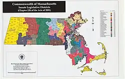 Map of the 40 districts of the Massachusetts state senate apportioned in 2001