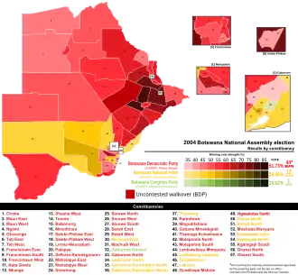 2004 Botswana general election results by constituency
