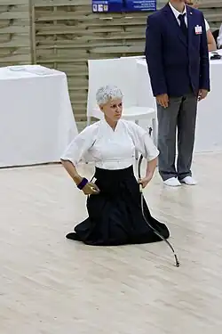 Kyudo lady waiting