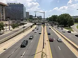 The Southwest Freeway northbound at L'Enfant Plaza
