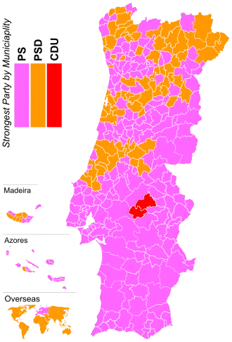 Strongest party by municipality.