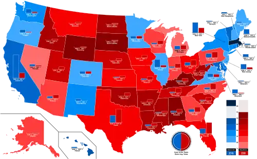 Popular vote and seat total in each state