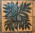 Diamond blade and bit method: 3D carved slate and travertine Breadfruit wall mural by Janna Morrison, 2007, Maui, Hawaii