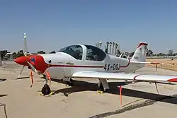 A German-built Grob G 120A-I Snunit of the IAF Flight Academy in 2012 at Hatzerim Airbase