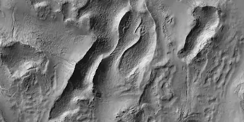 Close view of hollows, File:ESP 084812 1440 landslide cropped