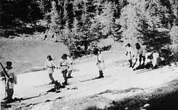 Members of French 551st Parachute Infantry Regiment on patrol in the French Alps, 1944