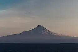 Shishaldin (9,373&nbsp;ft; 2,857&nbsp;m) volcano as seen from the Unimak Pass in the morning light.