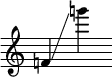 {
\override SpacingSpanner.strict-note-spacing = ##t
\set Score.proportionalNotationDuration = #(ly:make-moment 1/8)
\clef treble \omit Score.TimeSignature
\relative f' {f!4 \glissando g''!}
}
